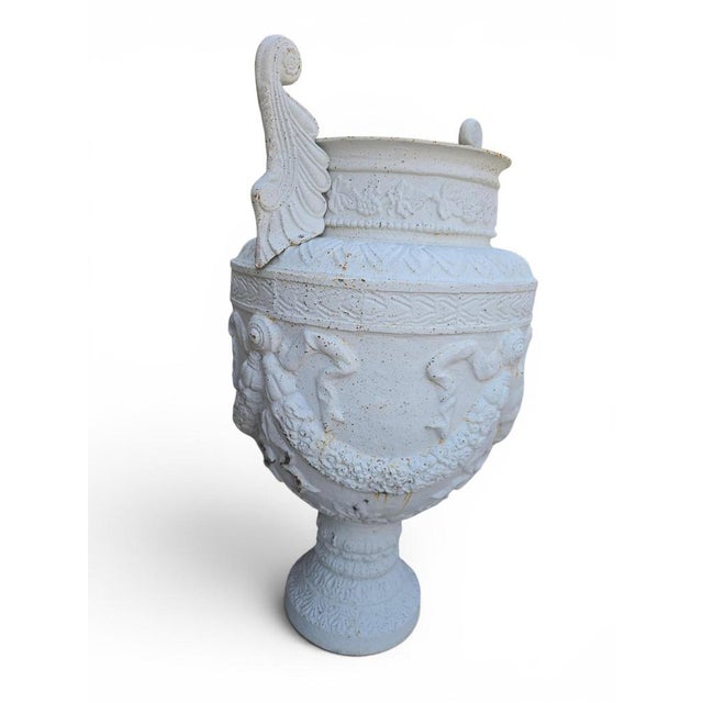 Metal Greek Style Cast Iron Garden Urns, 1950, Set of 2 For Sale - Image 7 of 10