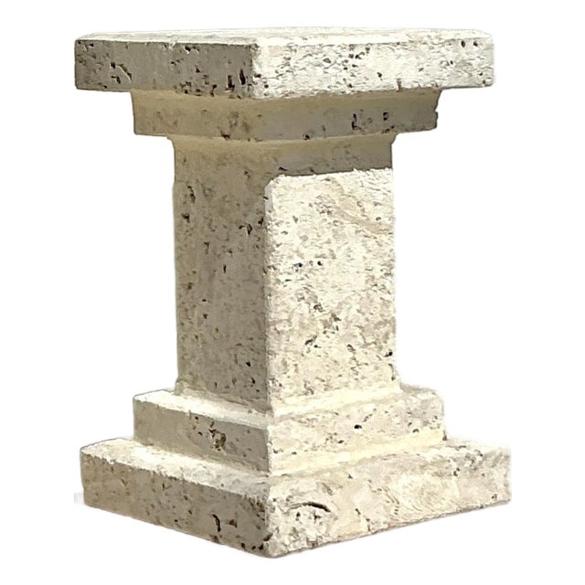 Vintage Boho Carved Coquina Pedestal For Sale