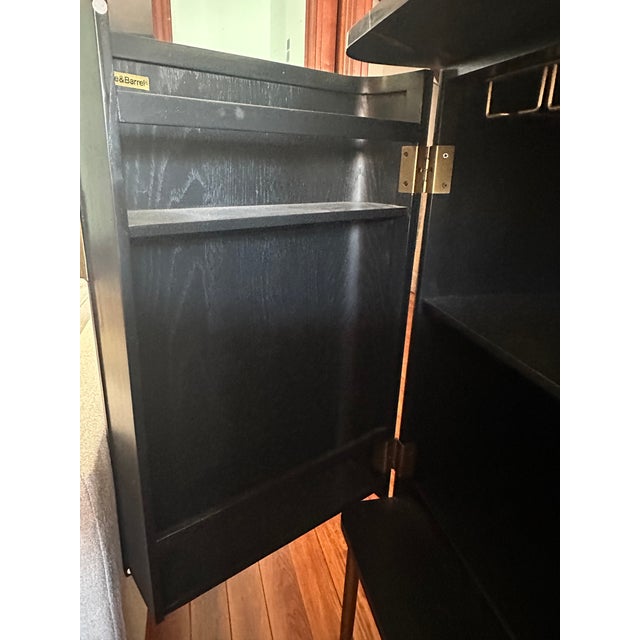 Crate & Barrel Fayette Blacck Nero Marquina Fluted Bar Cabinet For Sale In Philadelphia - Image 6 of 11