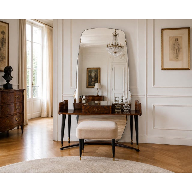 Tan Italian Burl Walnut Mirror by Cesare Lacca, 1950s For Sale - Image 8 of 11