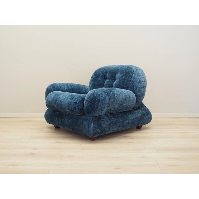 Italian Blue Armchair, 1970s For Sale - Image 3 of 14
