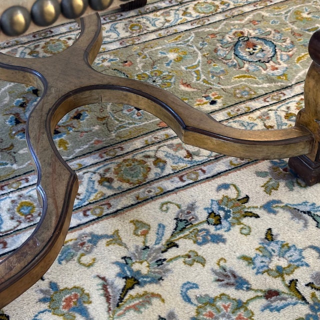 Vintage Richelieu Arm Chair in Antiqued Wood, Suede and Metallic Studs by Kreiss, a Pair For Sale - Image 10 of 12