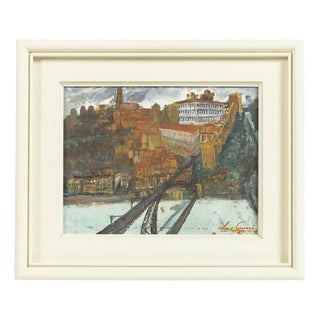 Levi Guerra, Port View, 1920s, Oil on Canvas For Sale