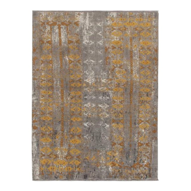 Rug & Kilim’s Abstract Rug in Gray, Gold & Beige-Brown All Over Pattern For Sale