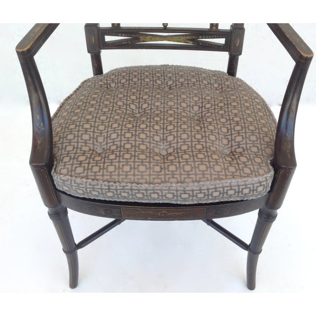 C.1855 - C.1910 Maison Jansen Hand-Painted Emblazoned "Neptune" or "Poseidon" Regency Chair For Sale - Image 10 of 11