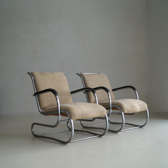 Vintage Bauhaus Lounge Chairs in Tubular Steel by Paul Schuitema for D3, 1930s, Set of 2 For Sale - Image 10 of 15