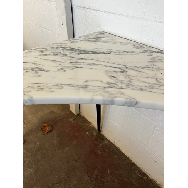 1960s Mid-Century Modern Marble Corner Table With Tripod Legs, Italy For Sale - Image 5 of 9