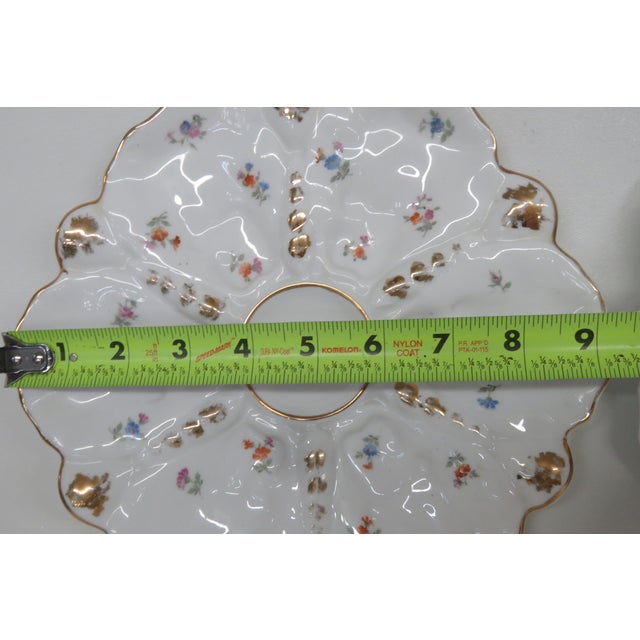 Porcelain Snack Dish Divided Oyster Serving Plate a Pair 4579b For Sale - Image 9 of 14