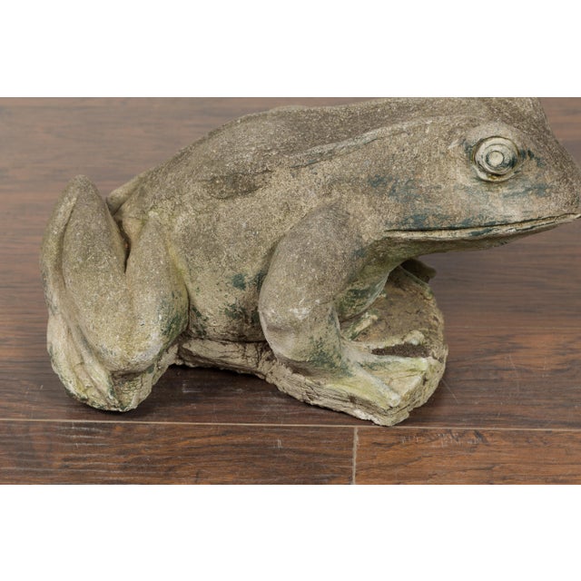 Stone Late 20th Century American Giant Stone Frog with Patina, Originally Used as a Fountain For Sale - Image 7 of 11