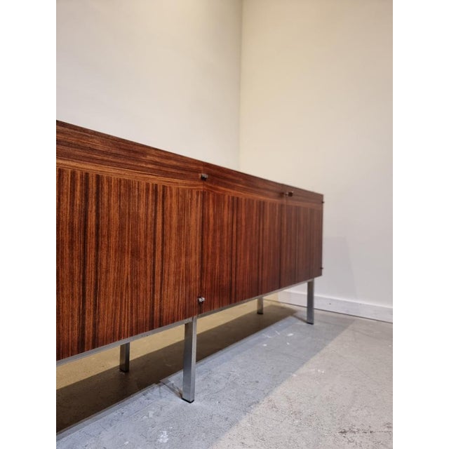 Brown Sideboard with Travertine Top attributed to Etienne Fermigier, France, 1961 For Sale - Image 8 of 17