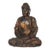 Oversized Antique Ebonized, Gilt & Vermillion Carved Wood Seated Buddha 19thC For Sale