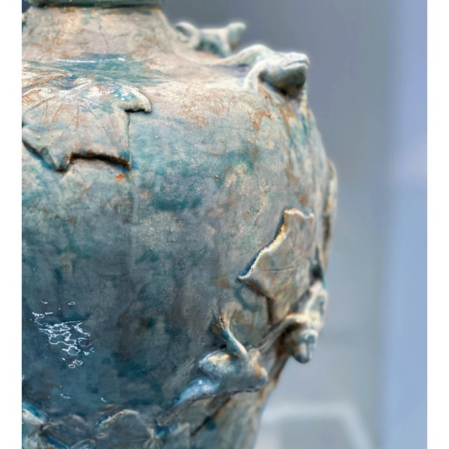 Ceramic French Ceramic Lamp in Turquoise Glaze For Sale - Image 7 of 11