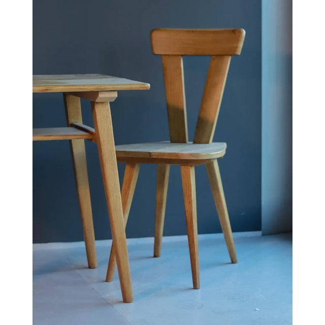 Communal Table and Two Chairs by Olgierd Szlekys and Władysław Wincze, Ład Cooperative, Poland, 1950s, Set of 3 For Sale - Image 10 of 10