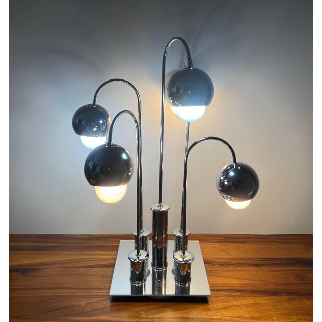 Mid 20th Century Vintage Mid-Century Modern Chrome Five-Light Table Lamp After Robert Sonneman For Sale - Image 5 of 5