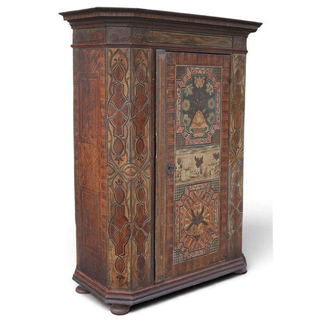 Antique Alpine Painted Wardrobe For Sale - Image 5 of 18