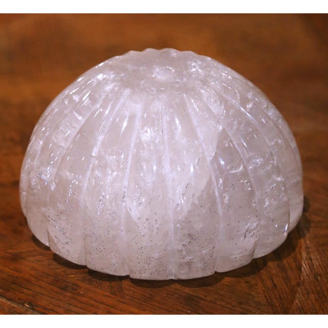 Early 21st Century Hand Carved Brazilian Rock Crystal Bowl Vide-Poche With Scalloped Decor For Sale - Image 5 of 6