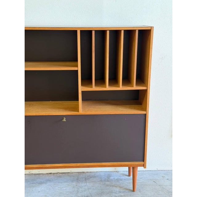 Mid Century Danish Modern Oak Secretary Bookcase by Domino Møbler – Vintage Scandinavian Storage Cabinet 1960s For Sale - Image 10 of 10