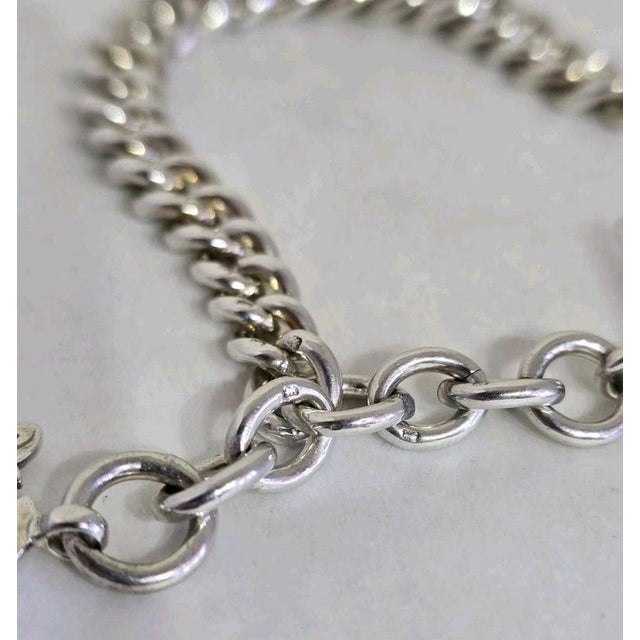 Metal Antique Edwardian Sterling Silver Albert Watch Chain from Britton & Sons, 1919 For Sale - Image 7 of 16