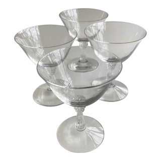 Vintage Clear Glass Cocktail / Champagne Glasses- Set of 4 For Sale