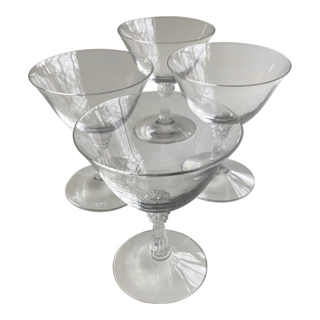 Vintage Clear Glass Cocktail / Champagne Glasses- Set of 4 For Sale