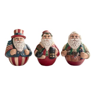 Vintage Scioto Santa Figurines: Uncle Sam, Santa Toymaker, Old World Santa, Set of 3 For Sale