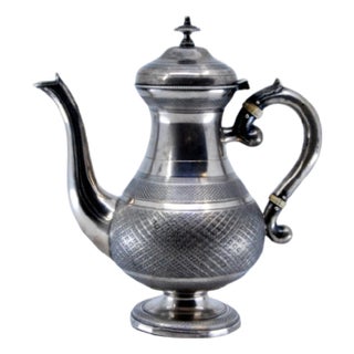 Coffee Pot in Perforated Silver For Sale