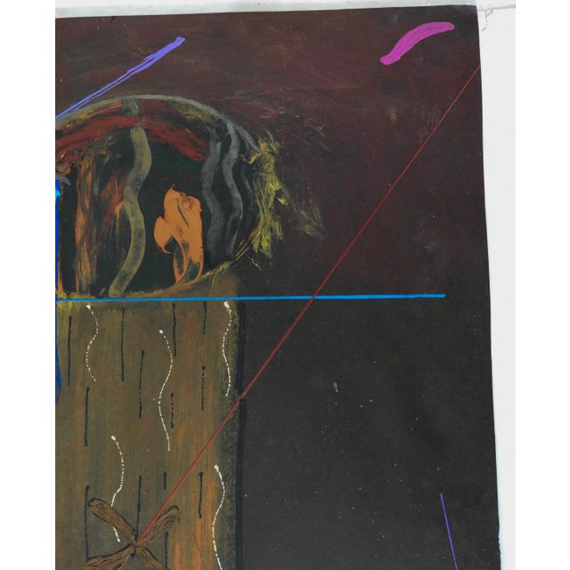 Contemporary Vintage 1970s Astract Pillar Painting in Earth Tones For Sale - Image 3 of 5