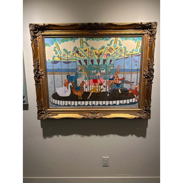 Monumental Painting & Collage of Whimsical Carousel in France For Sale - Image 11 of 13
