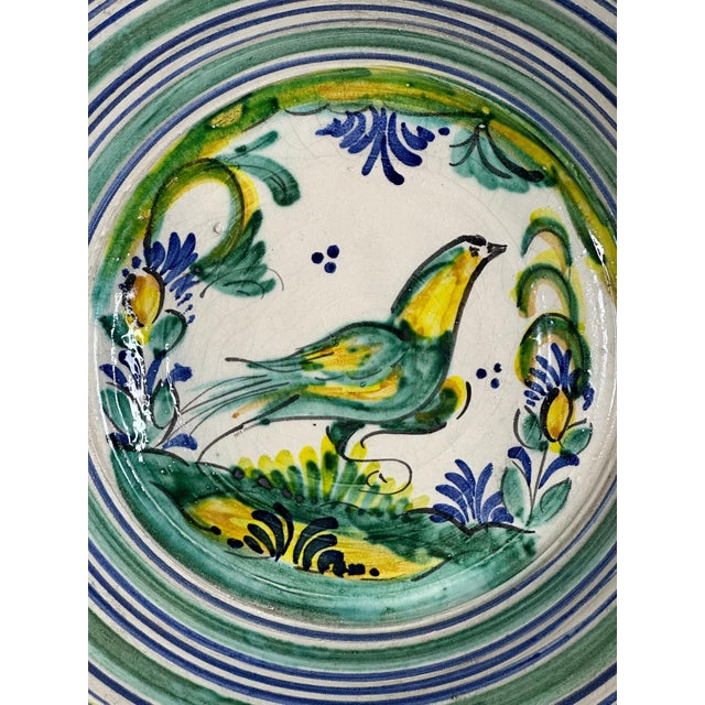 Spanish Ceramic Lebrillo Plate with Painted Bird, Triana, 1920s For Sale - Image 4 of 8