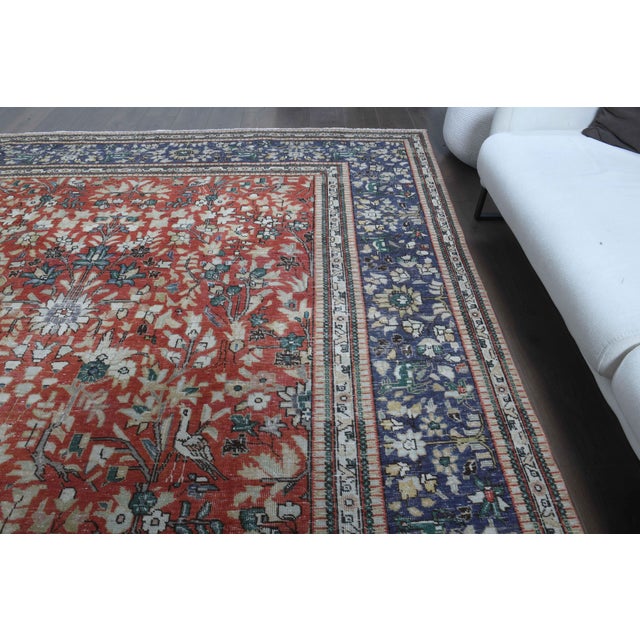 Red 1970s Vintage Persian Handmade Wool Cotton Light Red Area Rug For Sale - Image 8 of 11