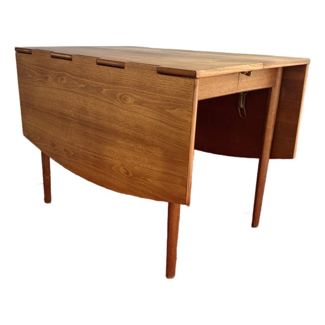 1950s Drexel Parallel Drop-Leaf Dining Table Walnut Mid-Century Modern For Sale