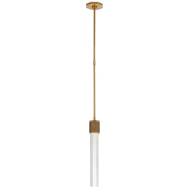 Fascio Single Pendant in Hand-Rubbed Antique Brass with Crystal Designer: Lauren Rottet Fixture Height: 21.25" Min. Custom...