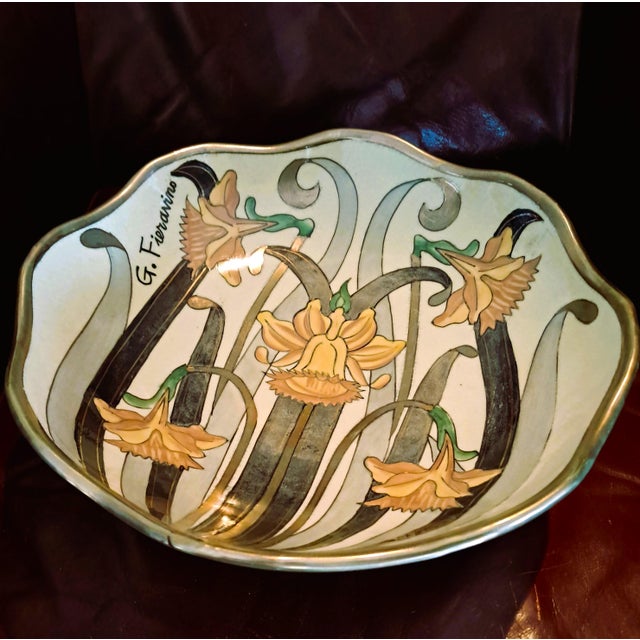 Italian Gilded Majolica Tazza by G. Fieravino, 1960s For Sale - Image 13 of 13