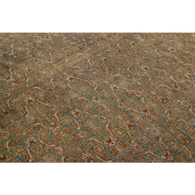 Antique Bidjar Persian Blue Wool Rug Handmade With Allover Pattern For Sale - Image 11 of 11