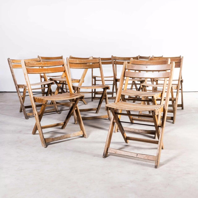 1960’s Beech Folding Chairs – Set Of Twelve – (Model 2183). Good practical classic folding chairs originally made in...