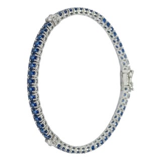 Elegant 18k Gold Blue Sapphire 2.74ct & Diamond 0.45ct Bracelet For Sale