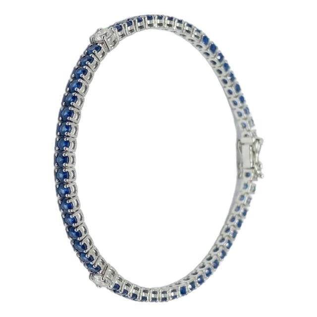 Elegant 18k Gold Blue Sapphire 2.74ct & Diamond 0.45ct Bracelet For Sale