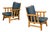 Krogenes Møbler, Lounge Chairs, Pine, Blue Fabric, Norway, 1970s For Sale