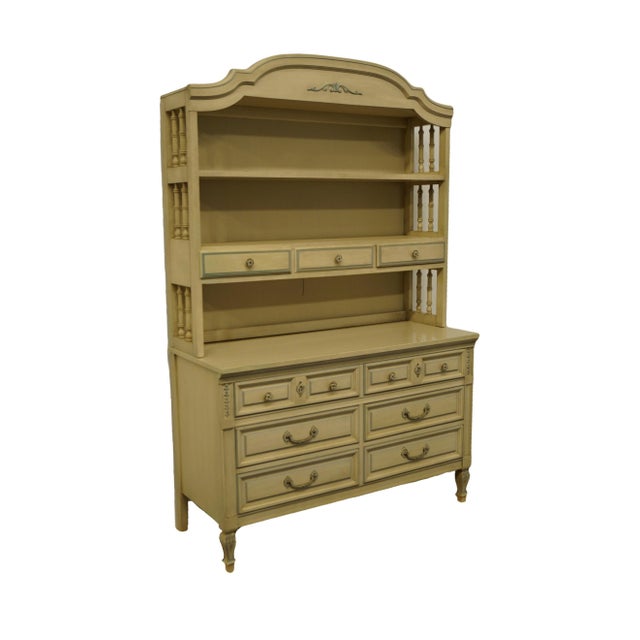 French Provincial Dixie Furniture Cream Painted Double Dresser with