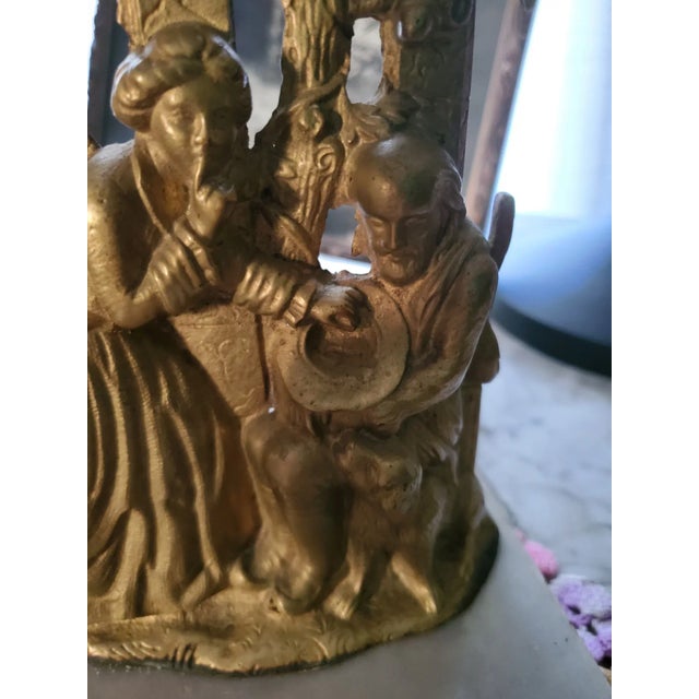 1920s Victorian Era Colonial Characters With Crystals Candlestick For Sale - Image 4 of 8