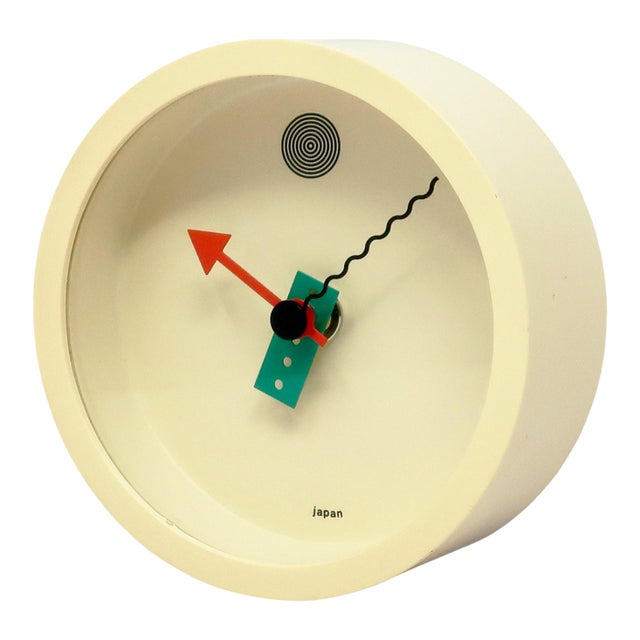 1980s White Postmodern Wall Clock by Shohei Mihara for Wakita For Sale