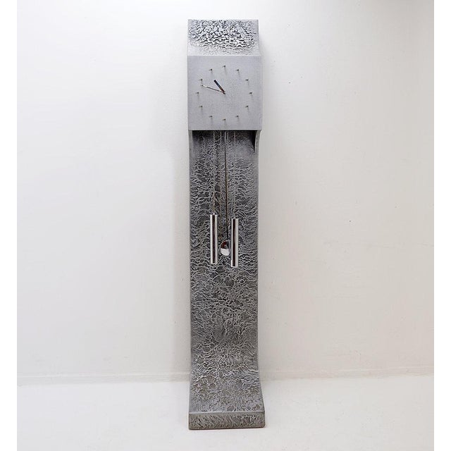 Vintage Brutalist Standing Clock, 1970 For Sale - Image 6 of 16