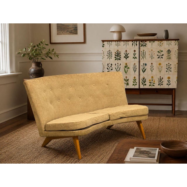 Carl Gustaf Hiort af Ornäs, Sofa or Settee, Fabric, Lacquered Wood, Finland, 1940s A rare 'Kim' sofa designed by Carl...