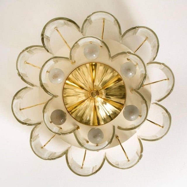 Large Glass Brass Flush Mounts in the style of Kalmar, 1969, Set of 2 For Sale - Image 15 of 18
