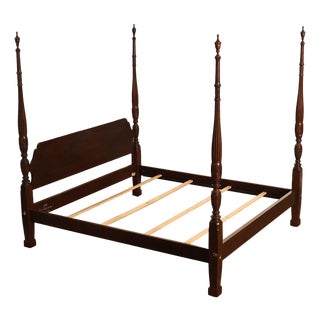 Ethan Allen Georgian Court Cherry King Four Poster Bed Frame For Sale