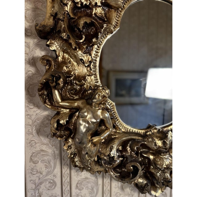 1970s Finesse Originals Adam & Eve Figural Gilt Wall Mirror, 1970s For Sale - Image 5 of 5