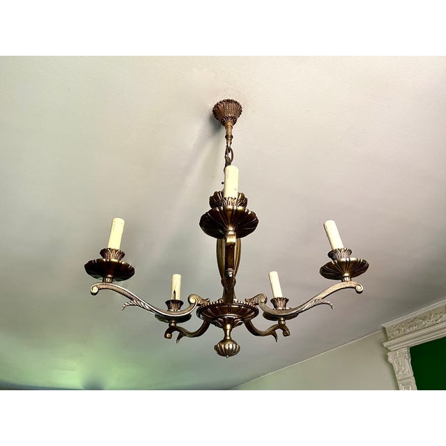 Regency Bronze 5-Light Chandelier, 1950s For Sale - Image 10 of 10