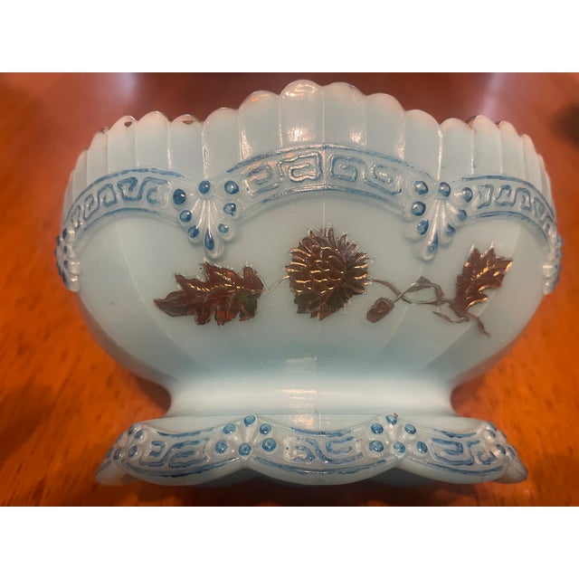 Antique Northwood Eapg Blue Opalescent Berry With Gold Accents Bowl Set - 5 Piece For Sale - Image 4 of 14