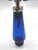1980s Cobalt Blue Ribbed Glass Oil or Perfume Bottle With Fleur De Lis Rhinestone Stopper For Sale - Image 5 of 9