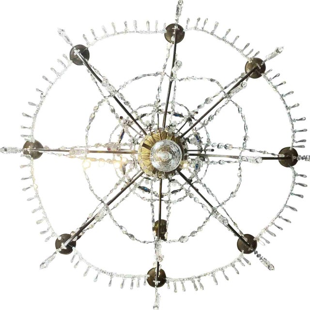 Antique Genoese Empire Chandeliers in Crystal and Gilded Wood, 1780s, Set of 2 For Sale - Image 4 of 14